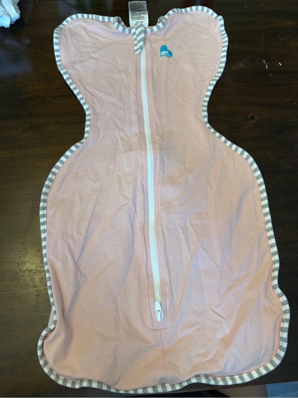 Love to Dream Pink Swaddle Sleep Sack with Gray-White Trim